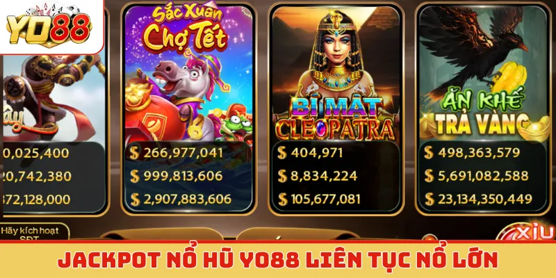 Jackpot nổ hũ Yo88 liên tục nổ lớn
